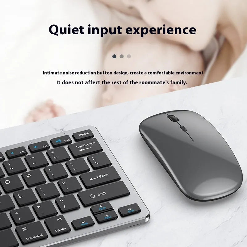 Ultra-thin wireless keyboard and mouse suit with rechargeable battery in black colour
