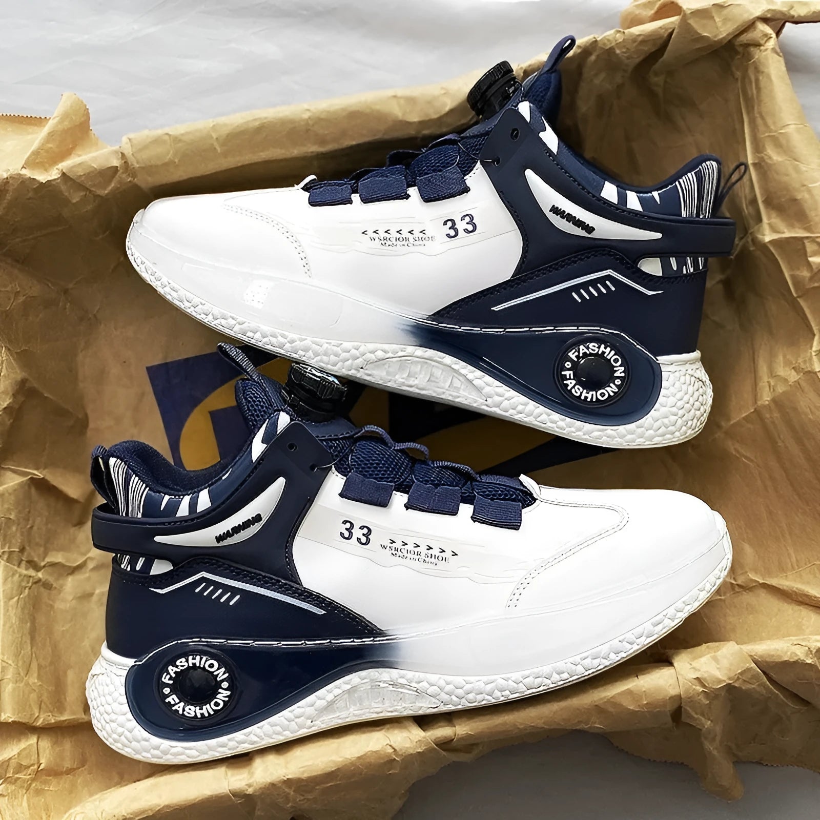 Men's mid-top casual sports running shoes with rotating button lacing, PU mesh upper, rubber sole, available in multiple colours