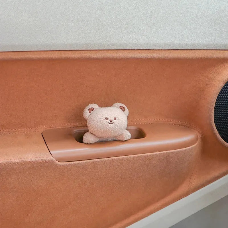 Cute fabric plush doll decoration for car centre console in bear and rabbit cartoon designs