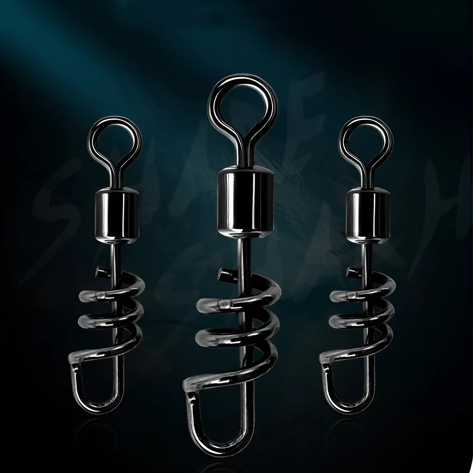 Stainless steel fishing swivel connector with 8-shaped ring design on fishing line