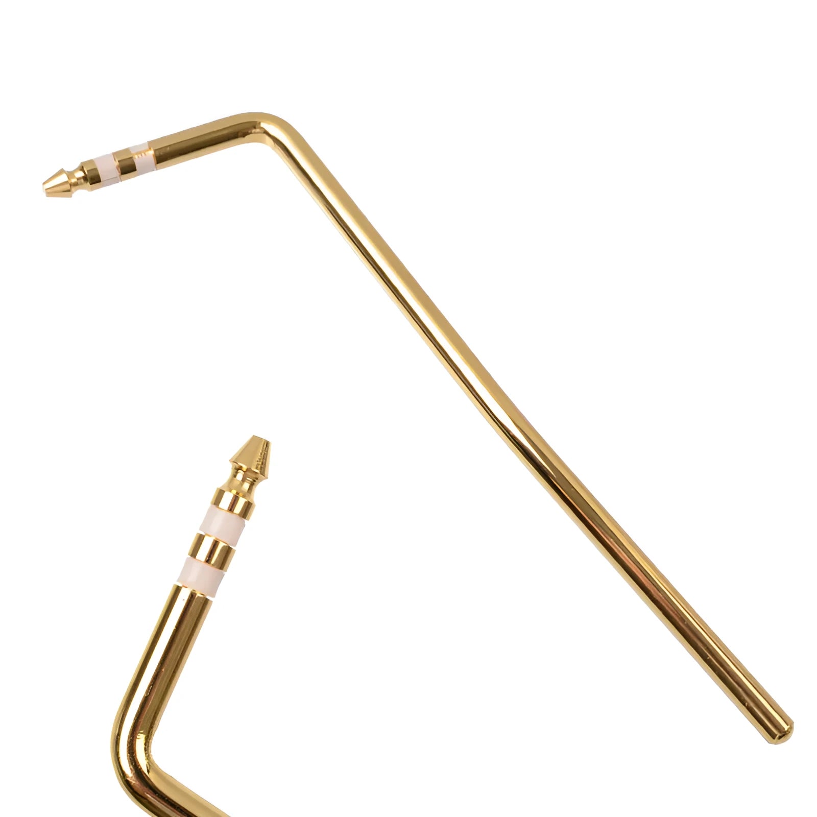 Direct plug-in metal tremolo crank arm for guitar in black, blue, gold, and silver colour options.