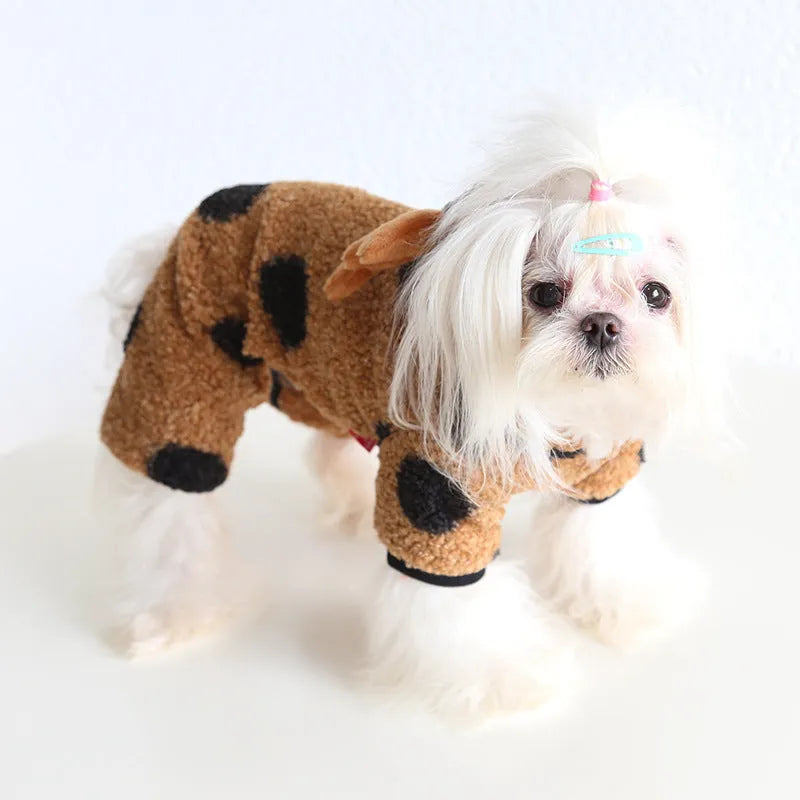 Polka dot elk couple pet clothing for dogs and cats in skirt or four-leg styles