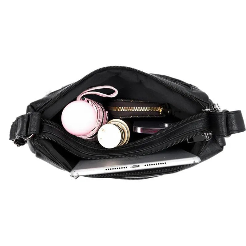 Urban simplicity PU leather cross body bag with stitching details, large capacity multi compartments, available in six colours