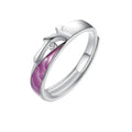 Student minimalist couple rings adjustable 925 silver epoxy finish geometry shape natural style
