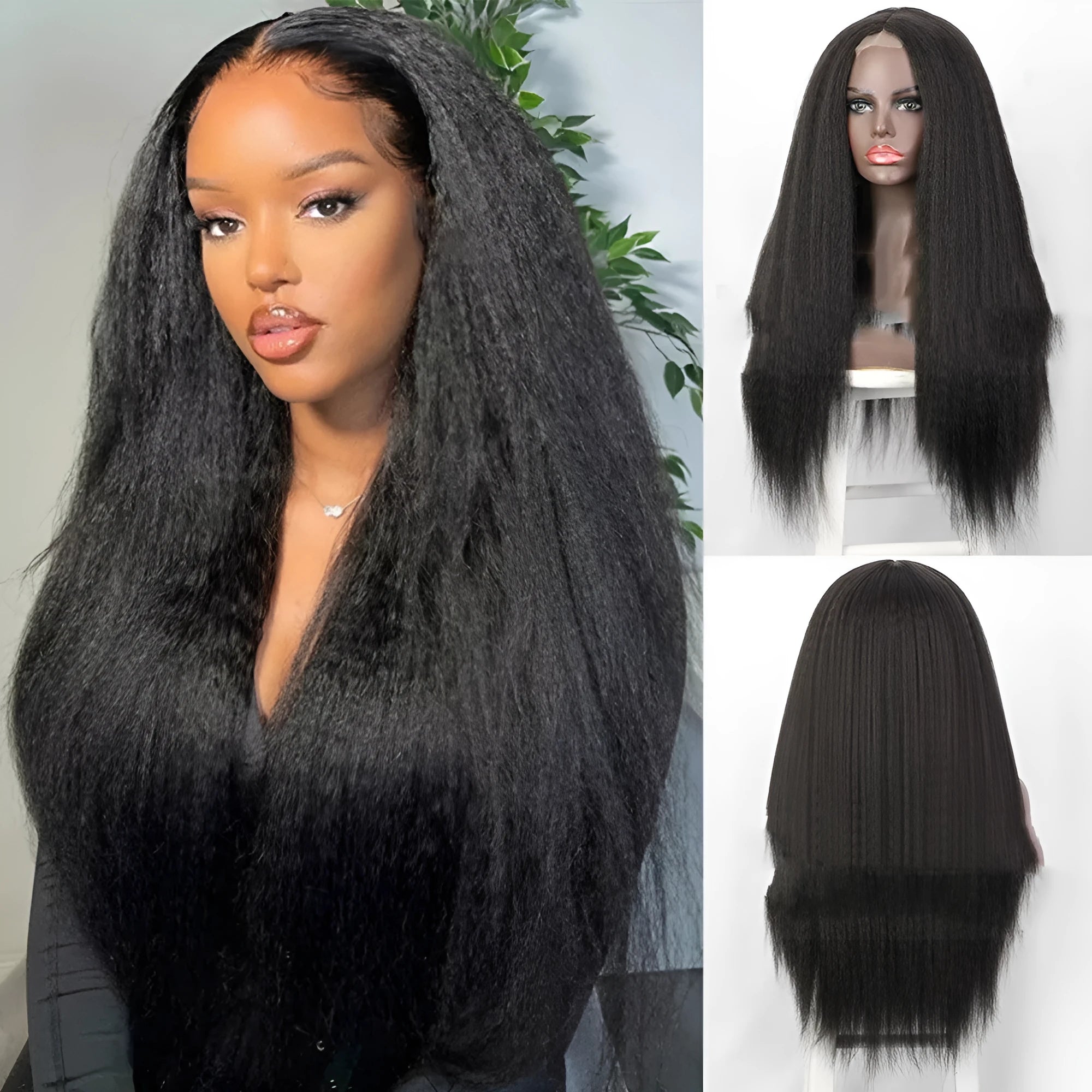 European American women's former lace wig 30 inch straight high temperature silk
