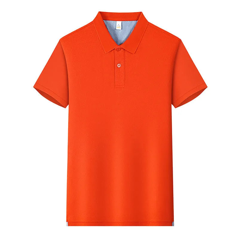 220g Back of Turtle split solid colour polo collar t-shirt in cotton blend fabric