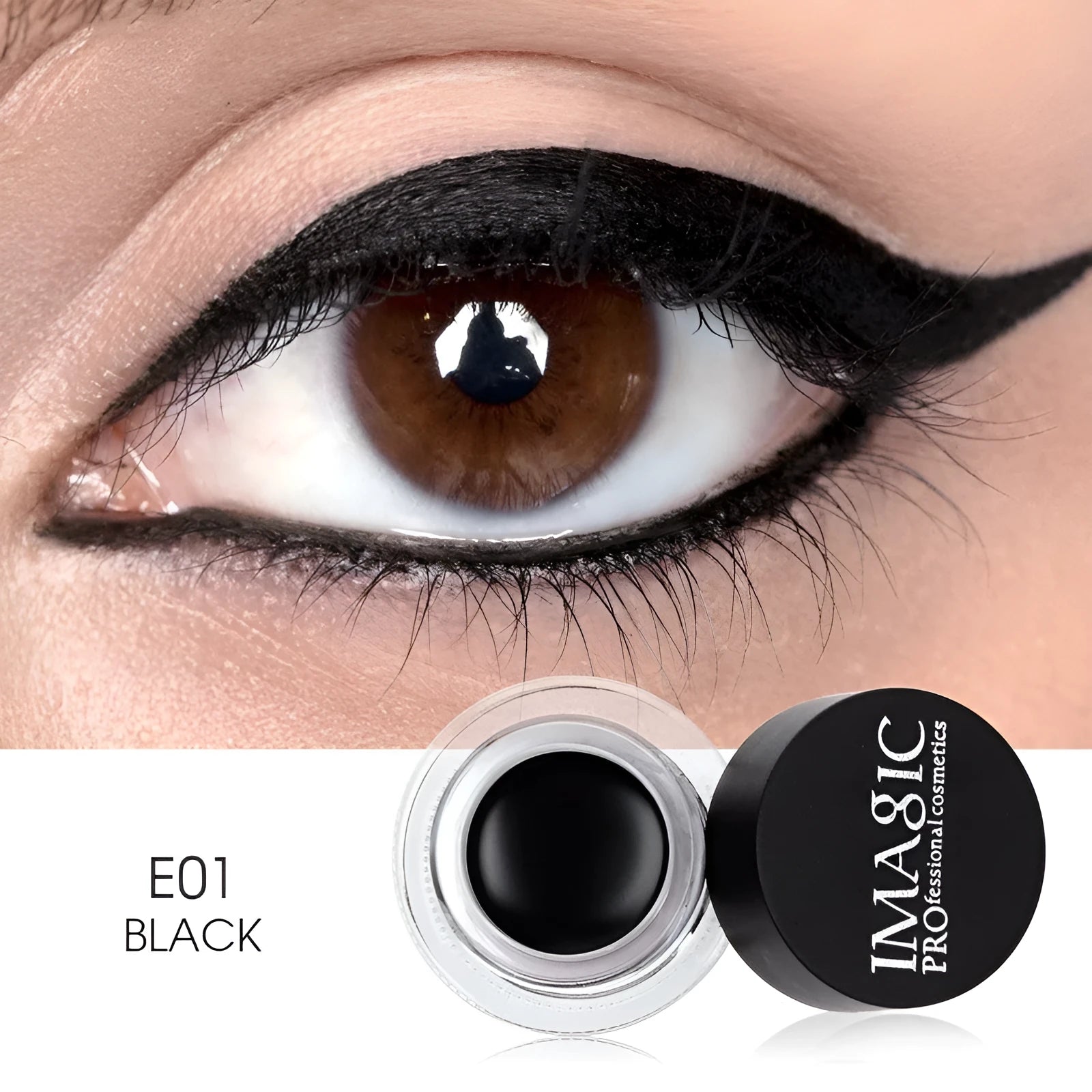 Three brush pen eyeliners in colours E01, E02, and E03 for big eye makeup definition