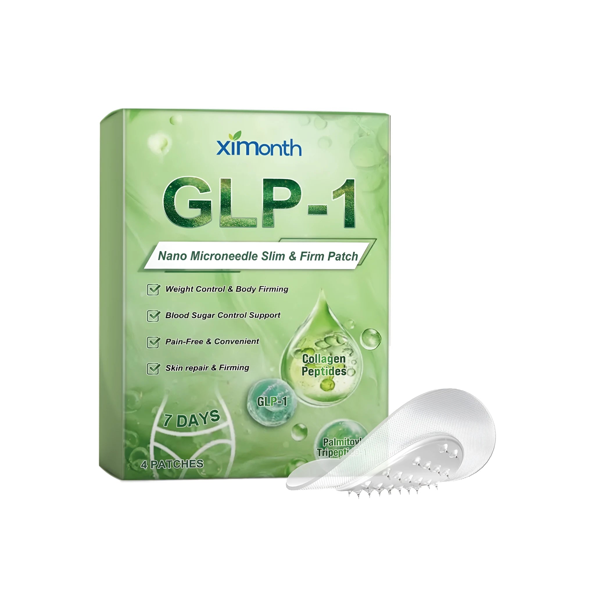 Slim Firm microneedle patches with acetyl hexapeptide-8, mint leaves, and allantoin, 4 patches per pack