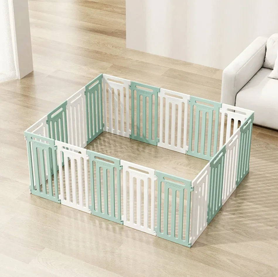 Plastic dog indoor isolation fence with guardrail panels in multiple colour combinations