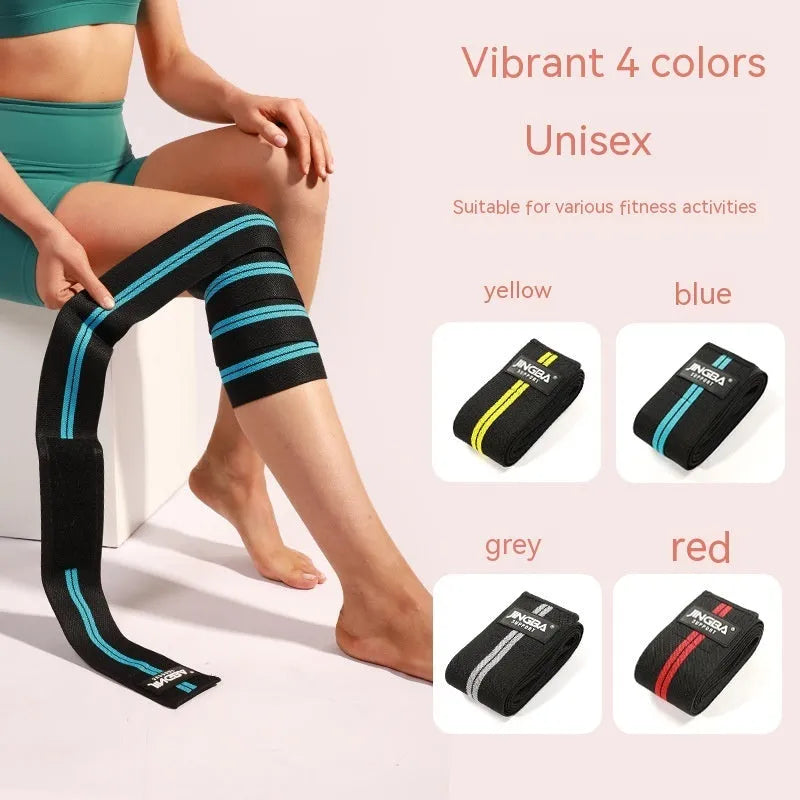 Adjustable knee pads in blue, red, grey or yellow for sports training and protection.