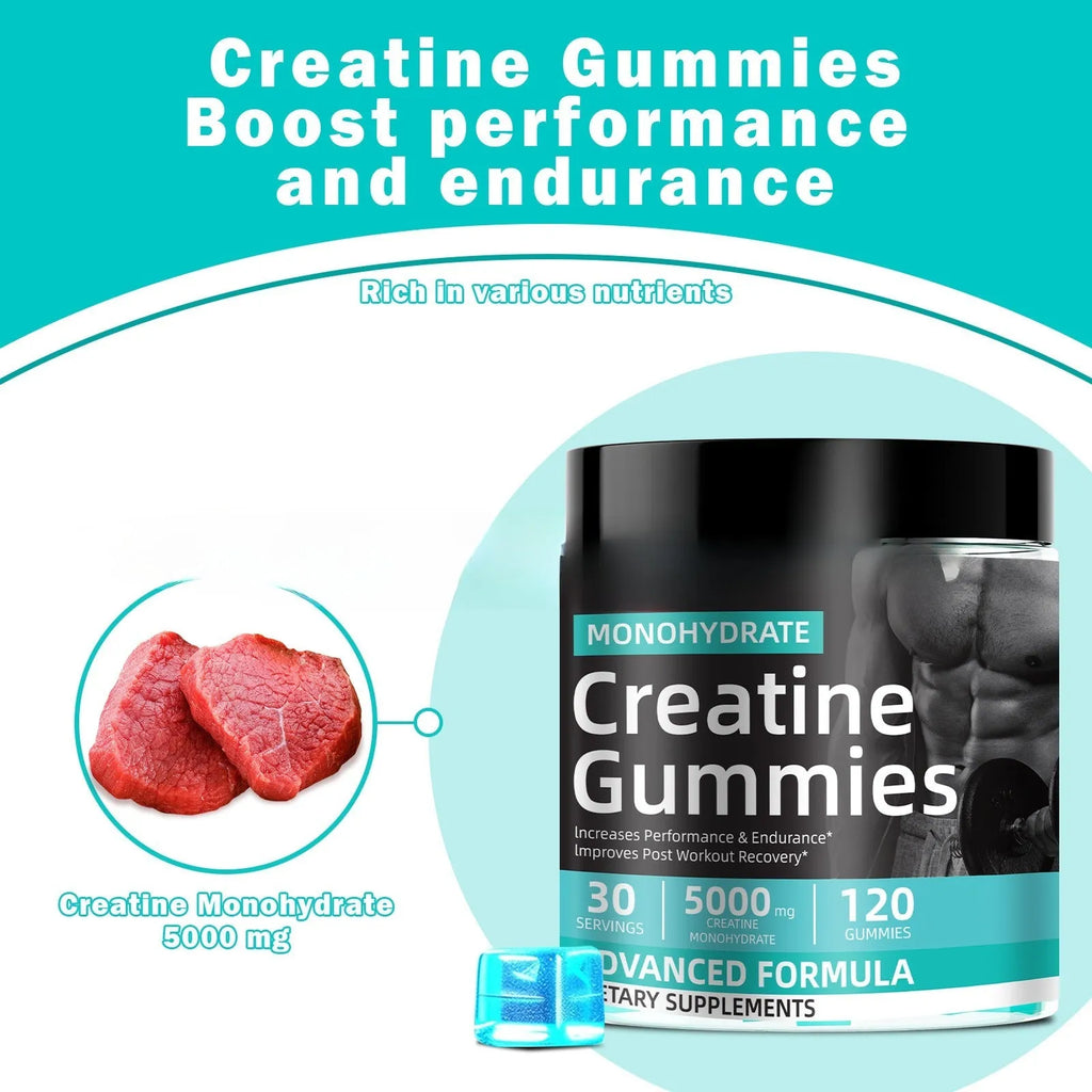 Bottle of Water Creatine Jelly 120 tablets for men and women