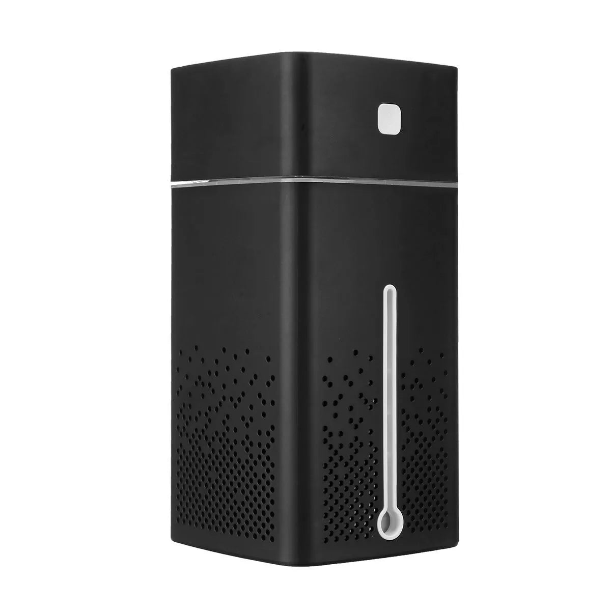 Black and white desktop USB humidifier with 1000ml water tank on a wooden desk.