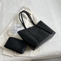 Embossed PU leather shoulder tote bag in beige with open pocket, 38cm width, 28cm height, soft handle