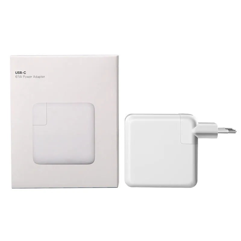 61W wireless laptop charger with international plug options in compact 7x7x3cm size