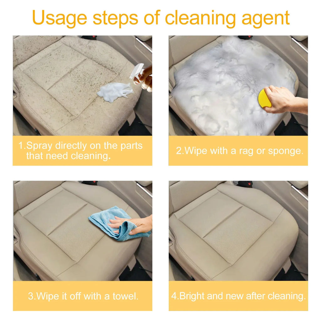 60ml car interior foamed cleaner with application sponge in 6x6x11cm packaging