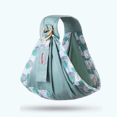 Adjustable baby wrap carrier sling shown in blue-green colour, suitable for newborns up to 36 months
