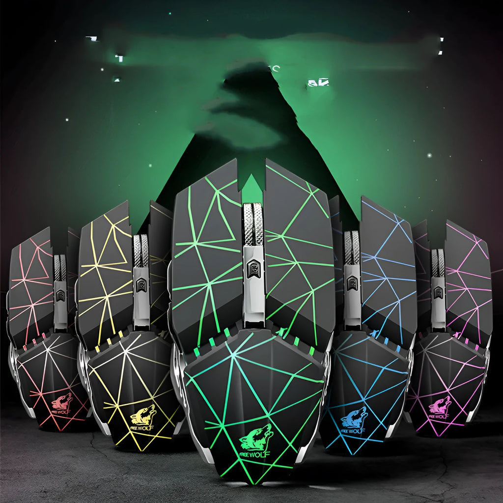 Wireless gaming mouse with six buttons and scroll wheel in black colour