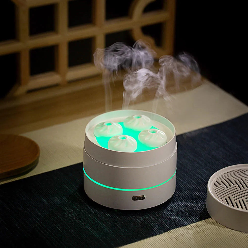 Coffee brown ultrasonic aromatherapy diffuser with four spray nozzles and LED light