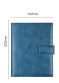 Hardcover A5 leather notebook with buckle closure in five colour options showing interior Daolin paper