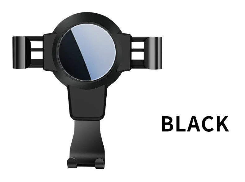 Black mirror-finish S4 ABS car air vent phone holder gripping a mobile phone