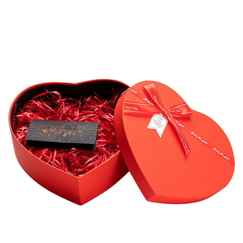 Red love engagement proposal large flower ceremony packing box with greeting card option for Qixi romantic gift presentation