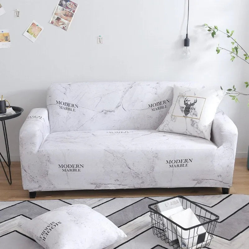 Elastic all-inclusive polyester sofa cover with striped pattern in modern simple style