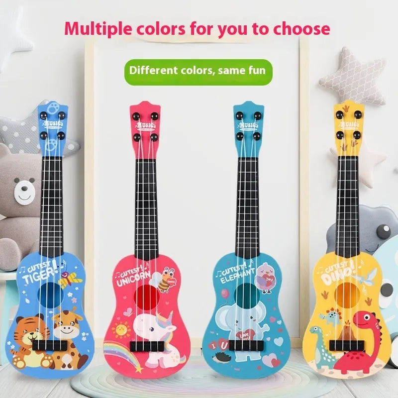 Children's plastic ukulele toy in yellow, 42cm long, for ages 4-6