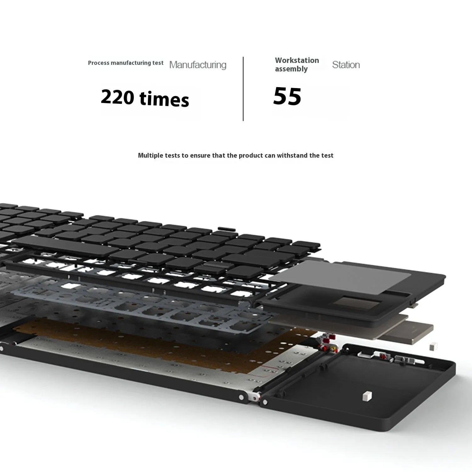Tri-fold Bluetooth keyboard in black colour showing folded and unfolded positions
