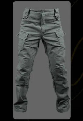 Men's tactical cargo trousers in IX7 ash colour, multi-pocket straight-leg design