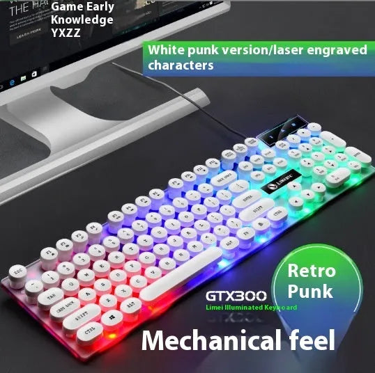 TX35 mechanical feeling computer keyboard with 1.5m cable in white or black rainbow colour