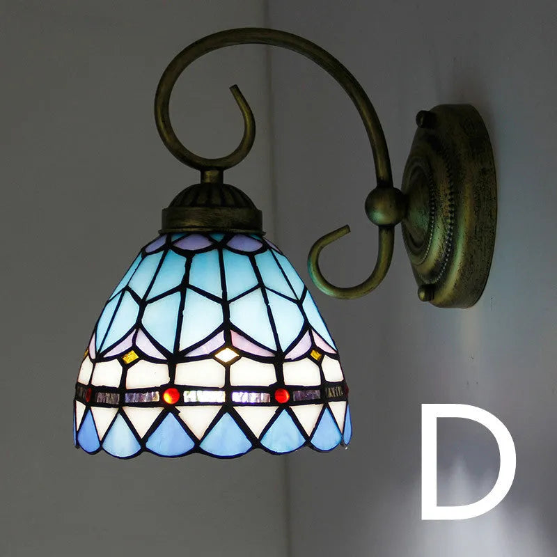 A simple modern stained glass wall lamp for corridors, shown in one of six available coloured styles.