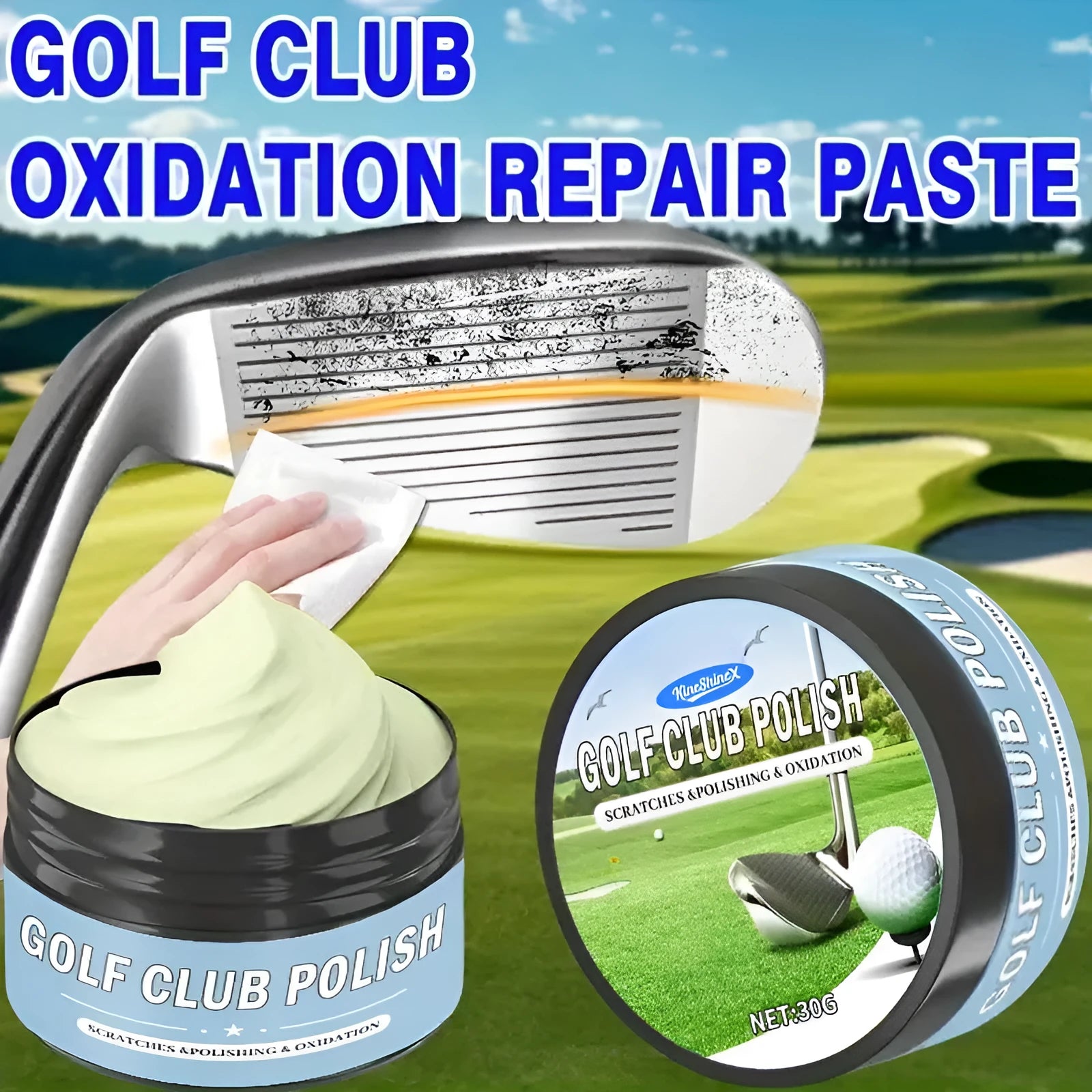 Golf club polishing wax 30g sponge and 50g sponge with fast smear formula for easy application