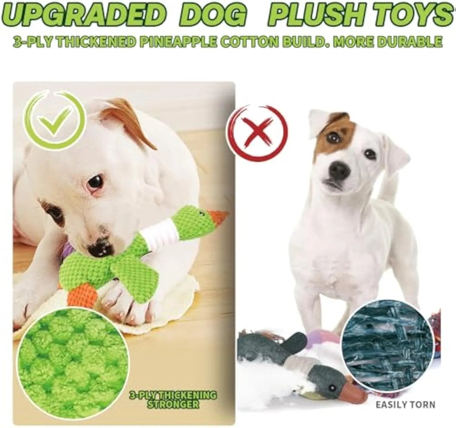 Blue duck-shaped dog plush toy with squeakers for large breed dogs