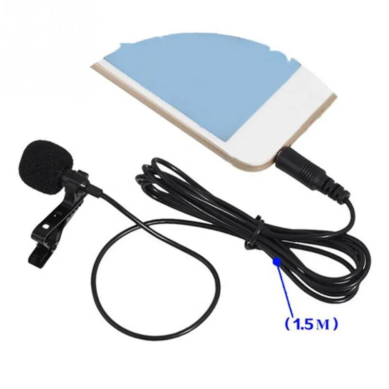 Portable clip condenser microphone with metal shell and 3.5mm plug for mobile phone recording