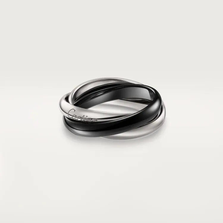 A set of sterling silver couple rings showing full diamond, half diamond, and plain band options in gold rose and silver black finishes.