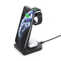 Foldable three-in-one wireless charger for mobile phone, headphones, and smartwatch in black or white