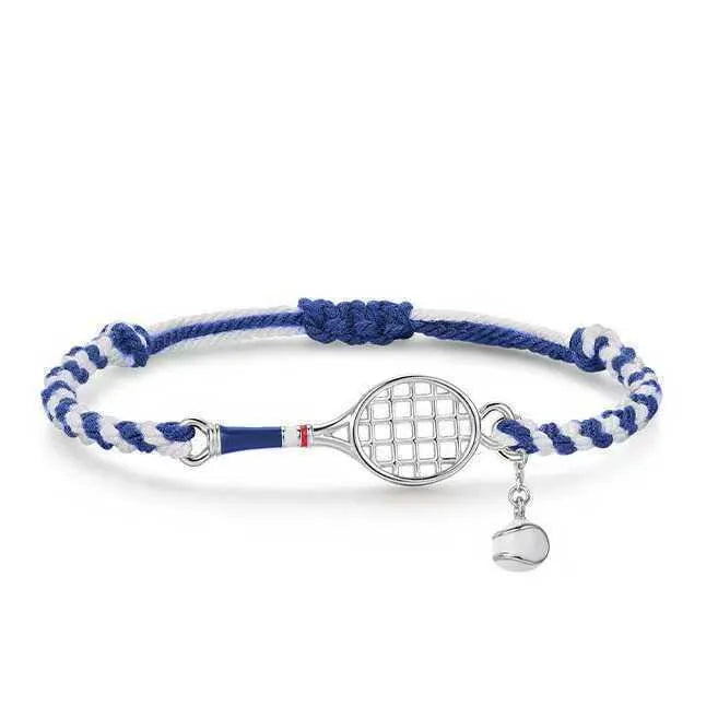 Copper woven wristband with retro blue and white rope, dream catcher and eight-pointed star geometric design
