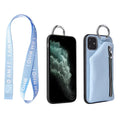 PU leather crossbody phone case with lanyard in black, back cover style for iPhone 14 Pro Max
