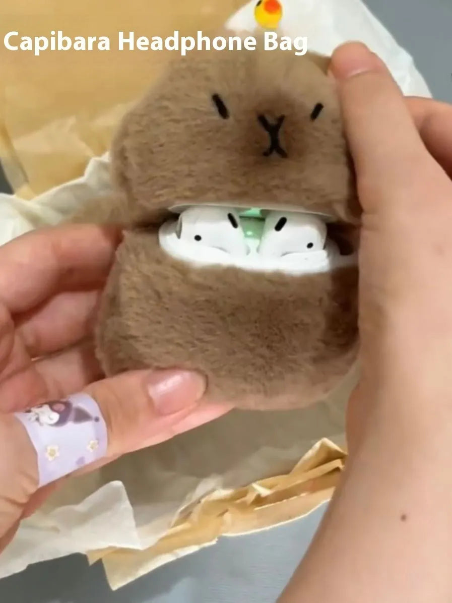 Capabala cute capybara earphone case for AirPods with hanging accessories and pop ring