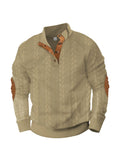 Cotton blend long-sleeve sweater with jacquard buckle and embroidered patch shown in a neutral colour