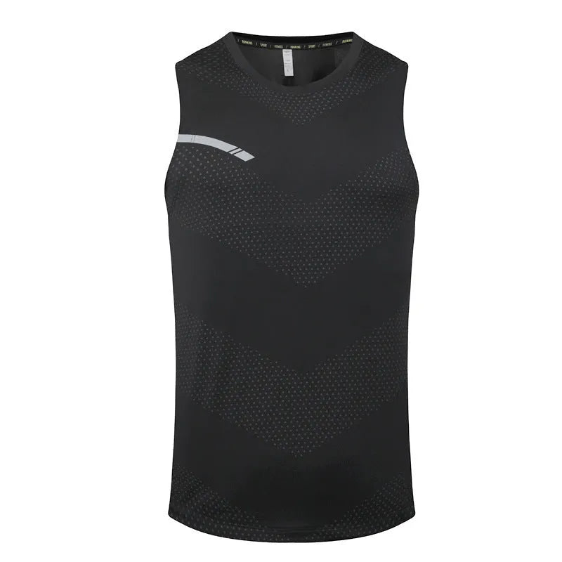 Men's solid colour quick-drying sports tank top for summer outdoor running and fitness.