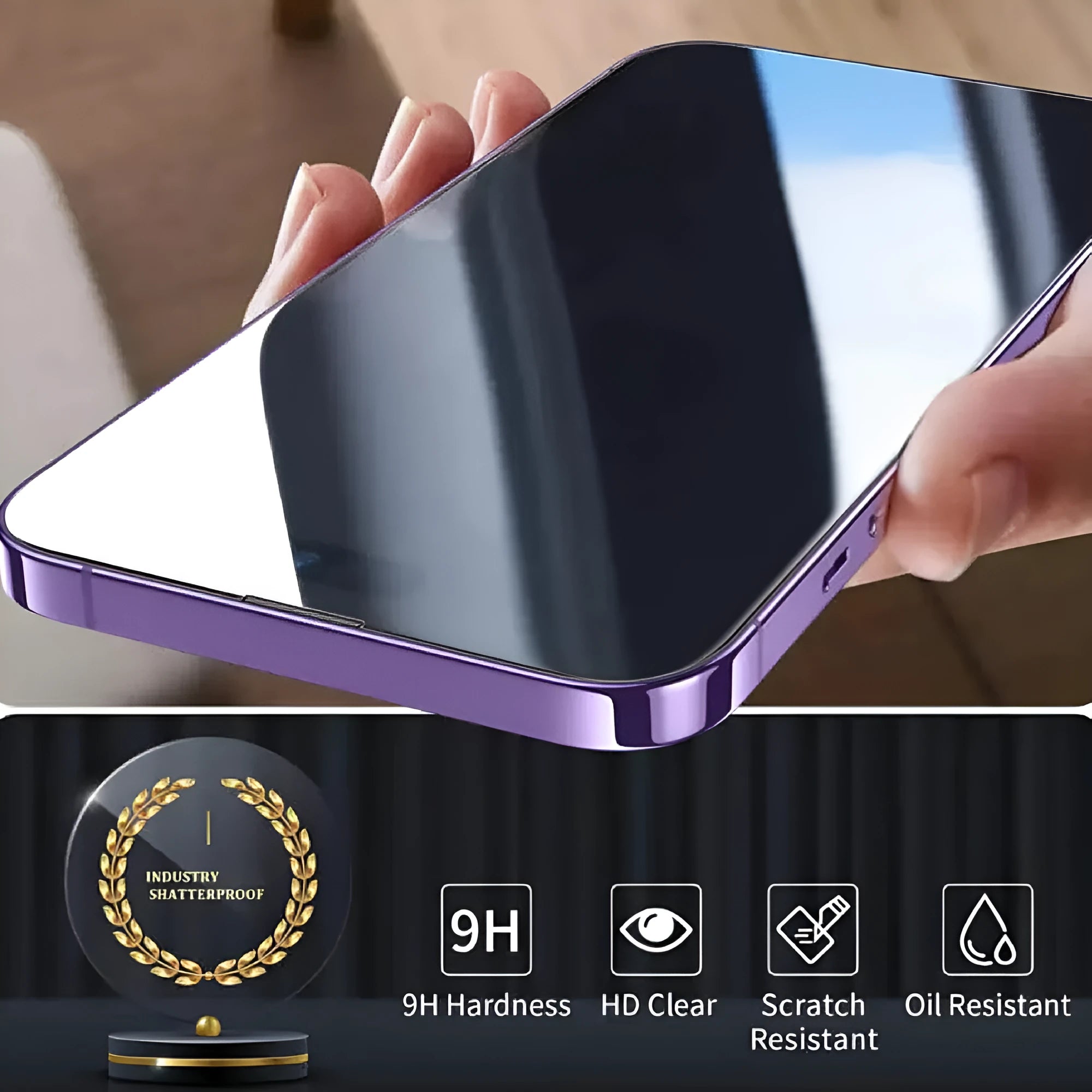 HD tempered glass screen protector for iPhone 15 Pro Max, ultra-clear full coverage, 3-pack