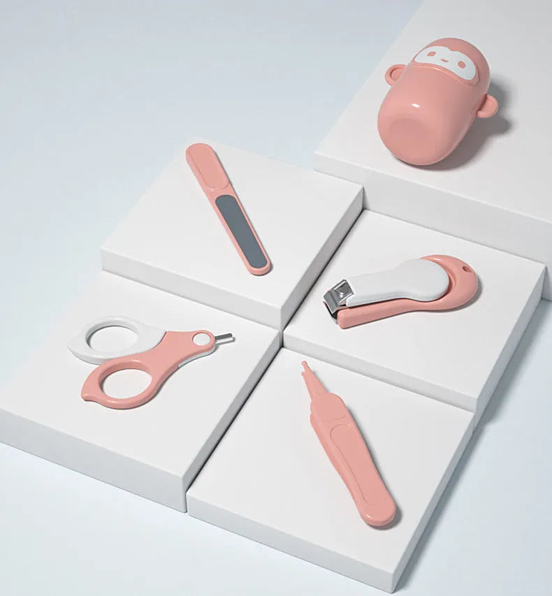 Baby nail clippers set with safety guard and three coloured nail files for newborn care