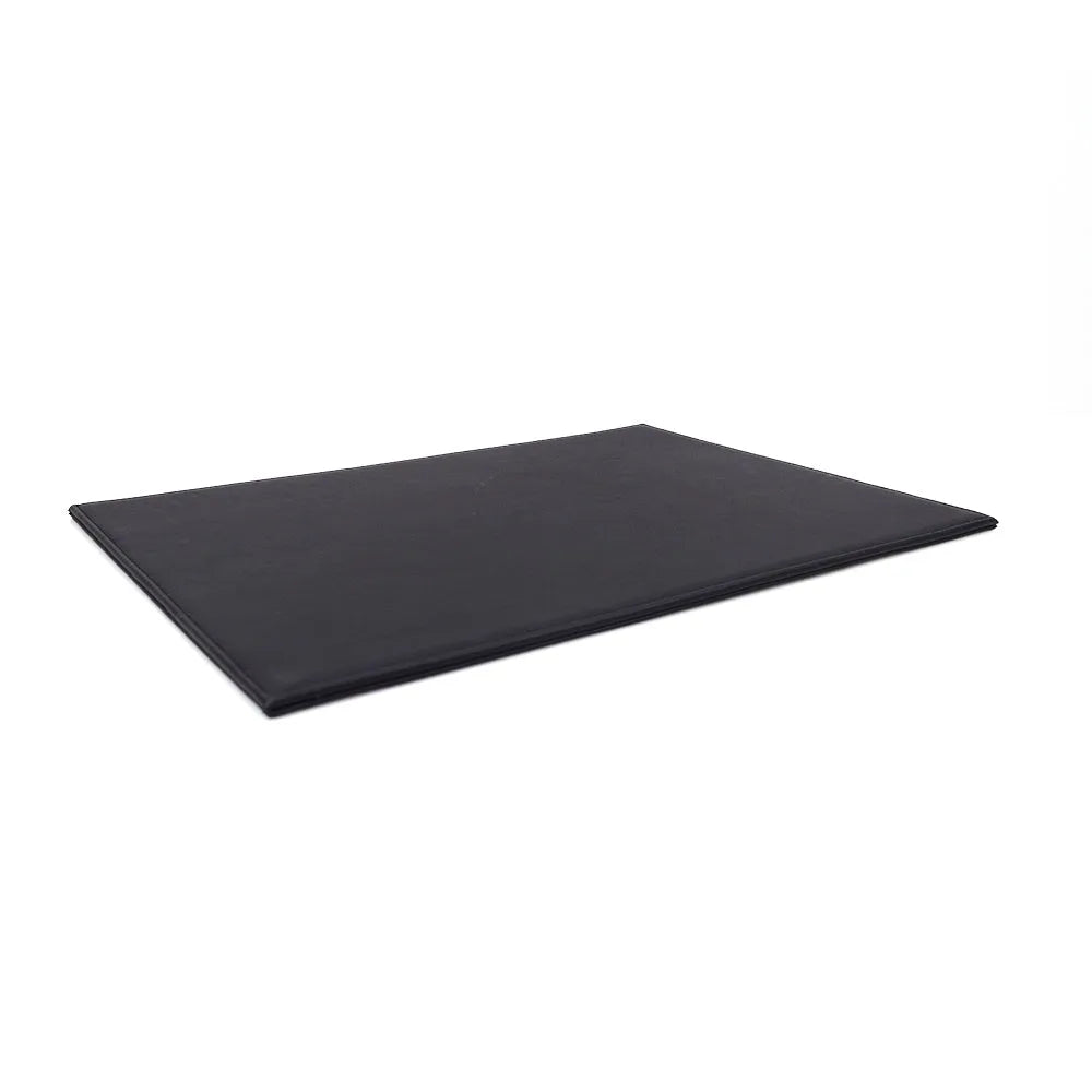 Durable heat-insulating anti-radiation laptop pad in black, black gold, blue, and green colour options on a desk.