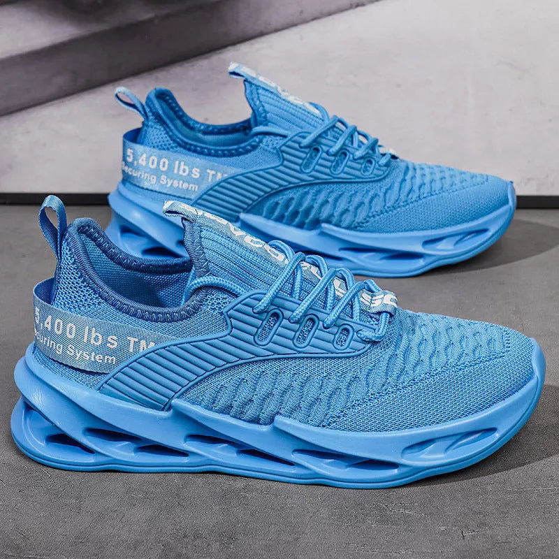 Women's casual FlyKnit shoe in a solid colour, showing mesh upper, round toe, and flat heel.