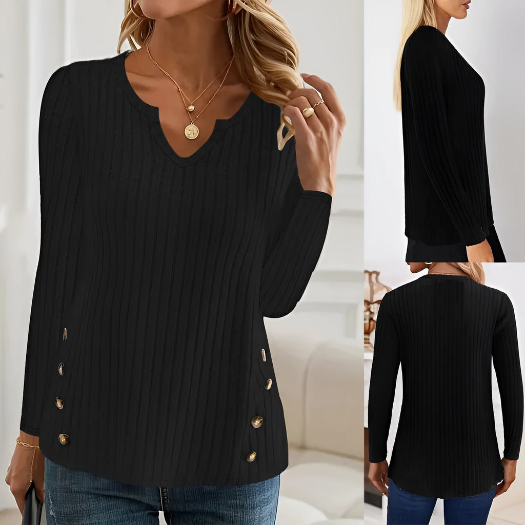 Solid colour knitted sweater with button front in Japanese Korean casual style