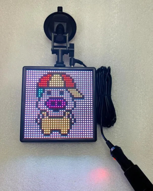 Bluetooth wireless LED car display screen with 32x32 pixel matrix in aluminium frame