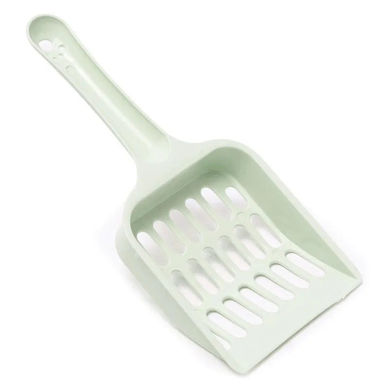 Plastic cat litter scoop in blue, green or pink colours measuring 20cm length