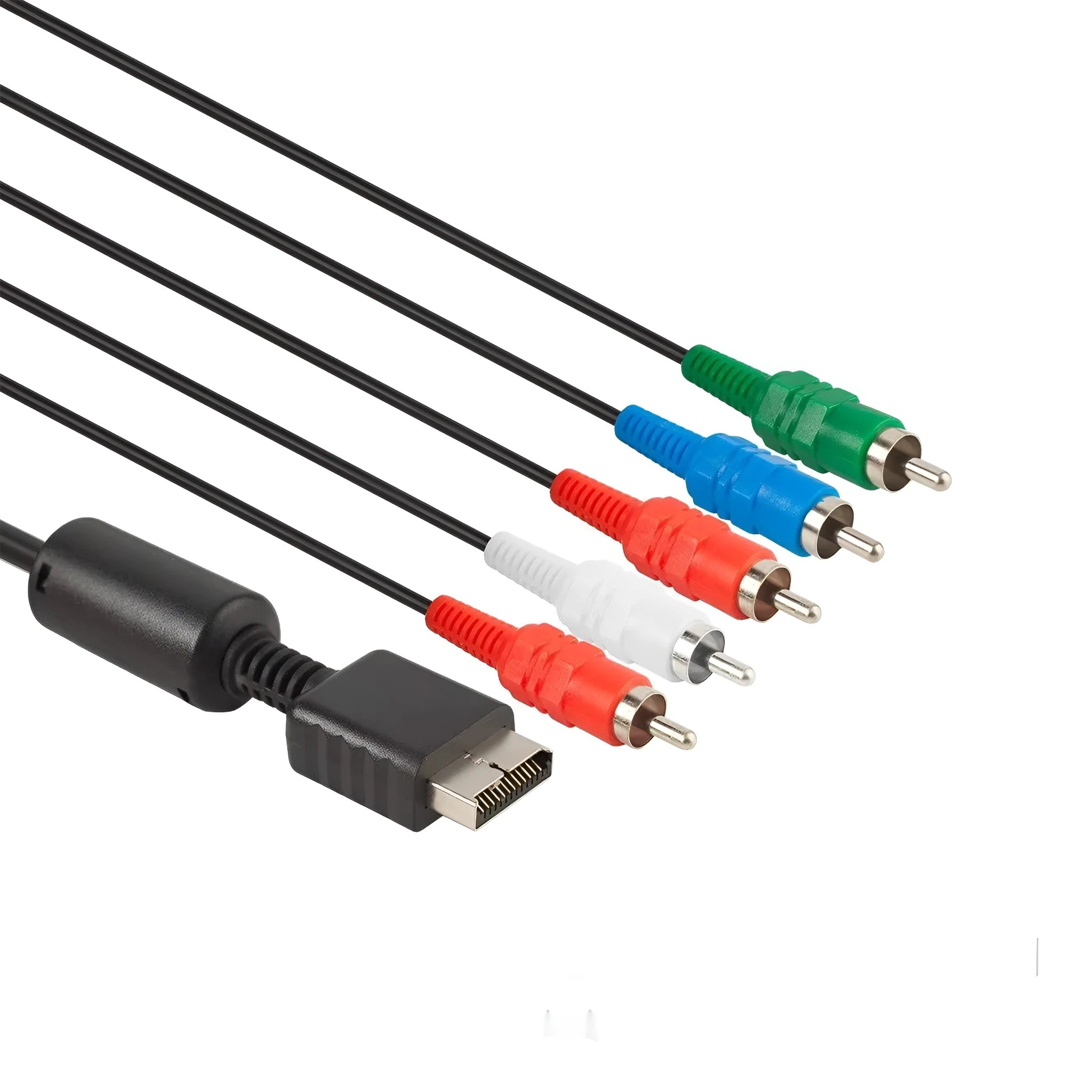 Black 1.8m nickel plated AV component cable with red green blue video and red white audio RCA plugs for PS2 PS3
