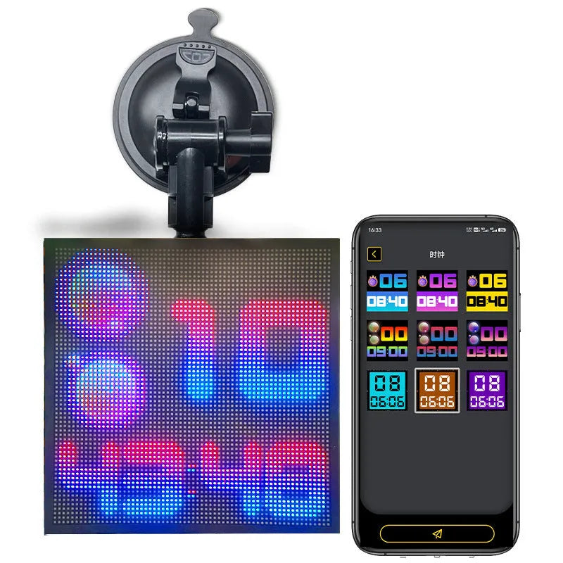 Bluetooth wireless LED car display screen with 32x32 pixel matrix in aluminium frame